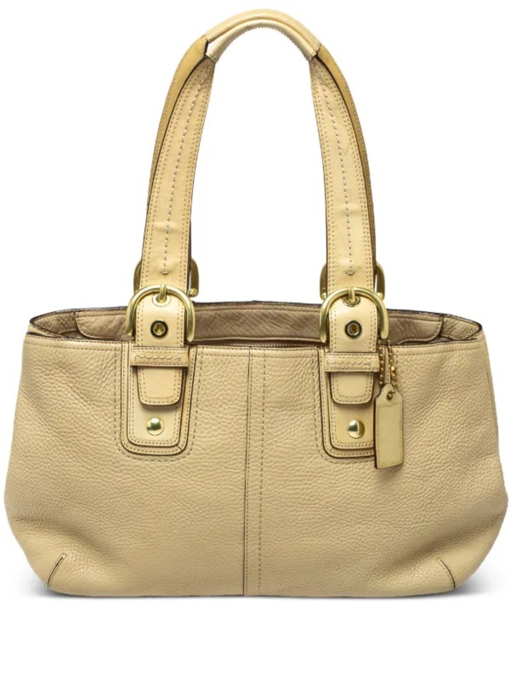 Coach Soho Pleated Pebbled Leather Zip Tote Bag Cream W/ COA Authentic